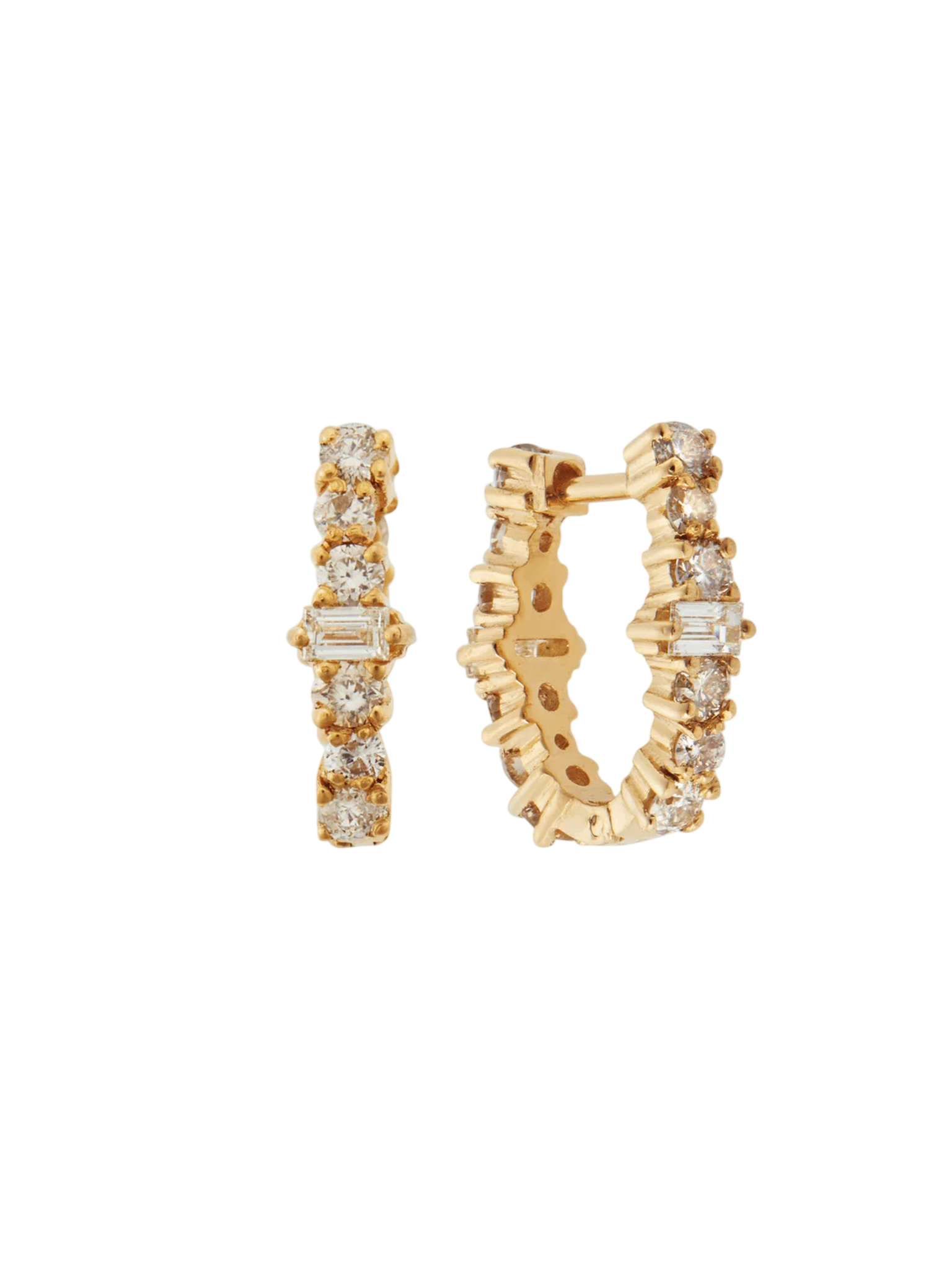 Mini Oval Rivulet Champagne Diamond Hoops